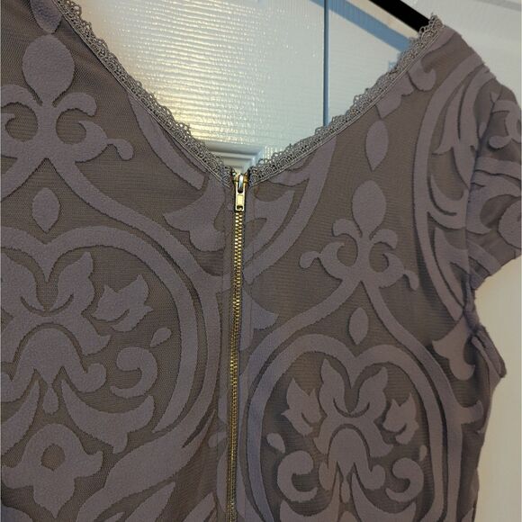 Soieblu Lace Damask Dress | Women’s Large | Beige | Elegant Cocktail Party - Picture 4 of 5